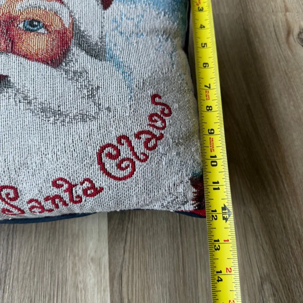 Vintage Woven Tapestry Santa Claus Christmas Throw Pillow I Believe in Santa